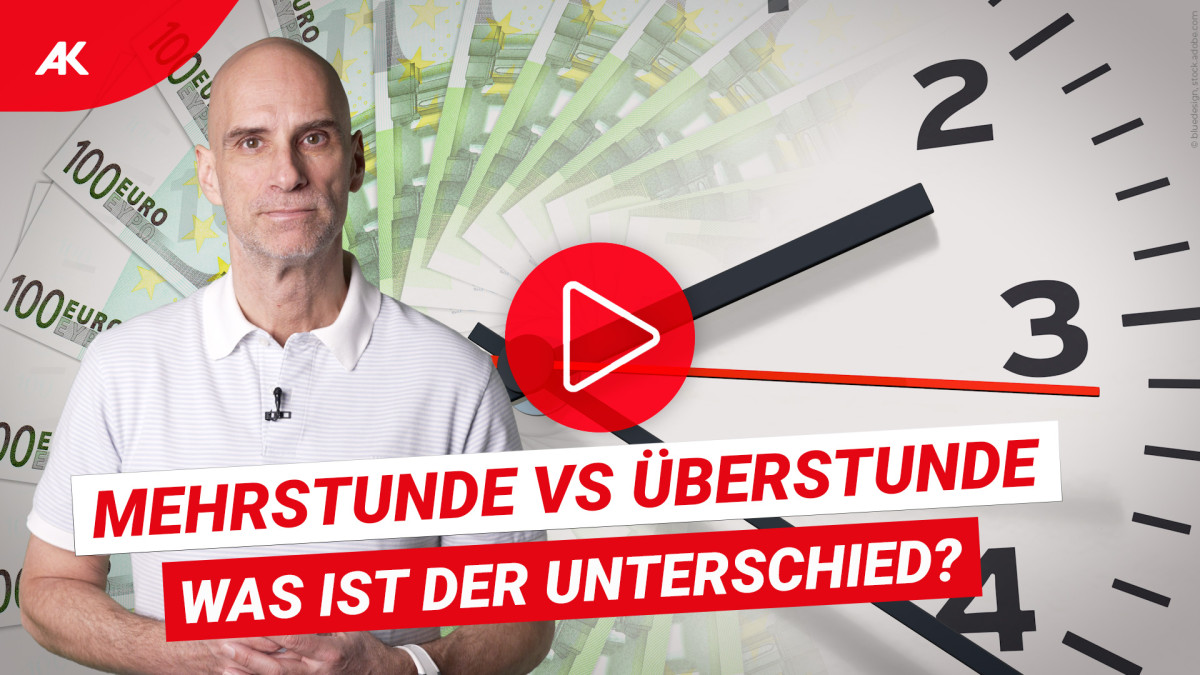 AK Experte mit Schriftzug Mehrstunde vs. Überstunde